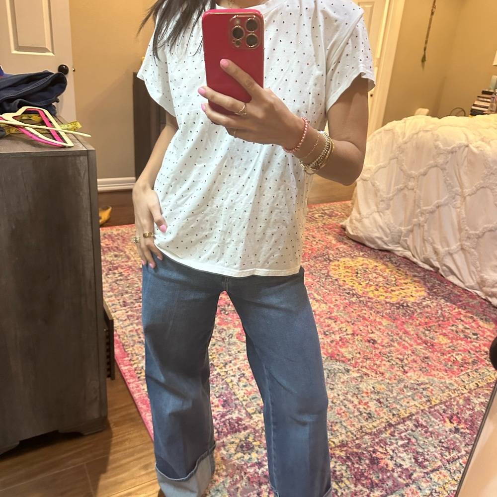 White Polka Dot Top